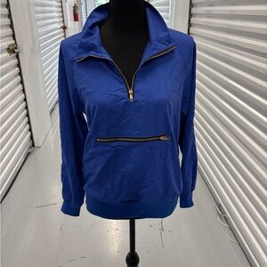 Shein Blue Long Sleeve Shirt with Zipper